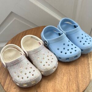 Kids Glitter and Blue Clogs